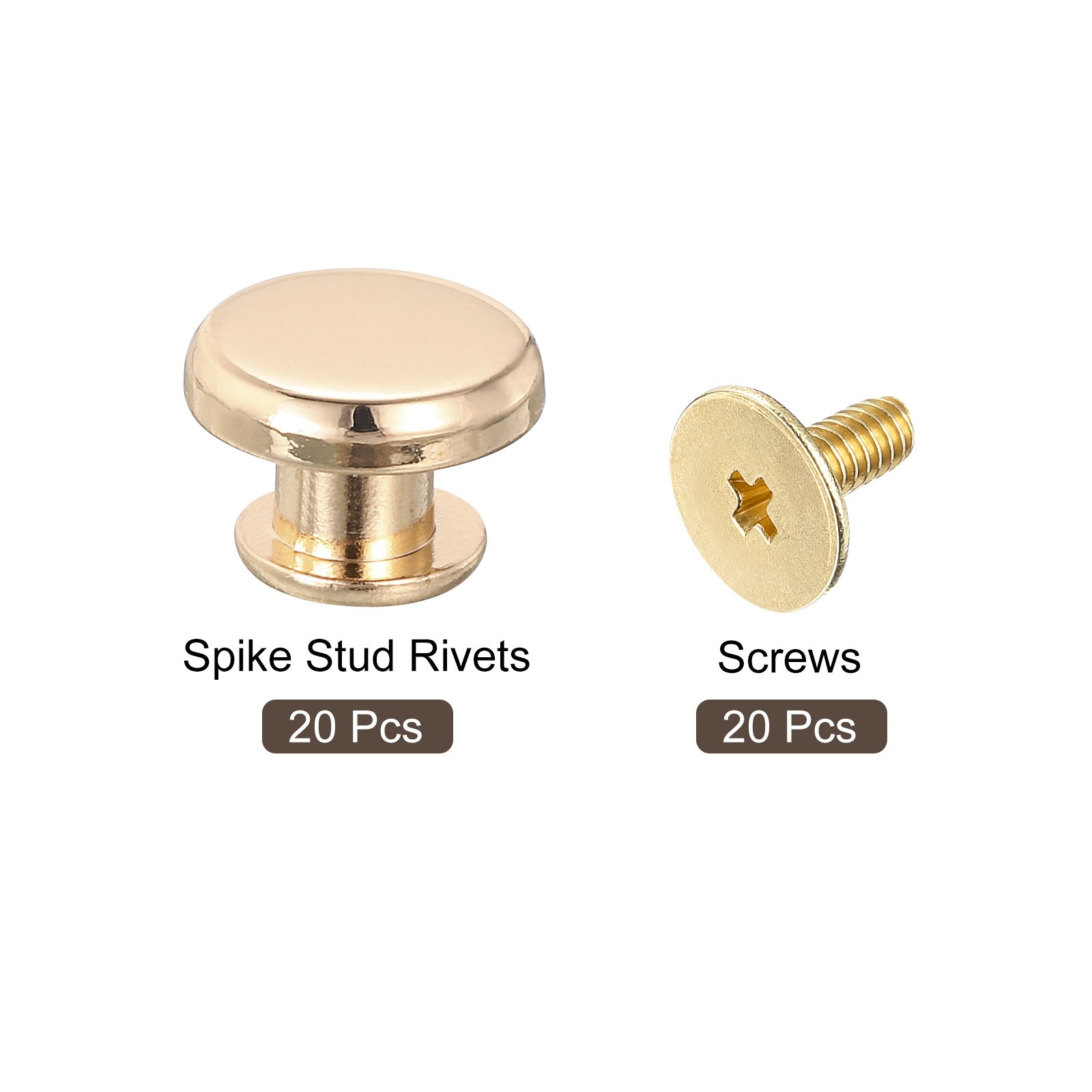 Flat Studs Rivet 20 Sets 10x6.5mm Screw Back Rivets, Gold Tone