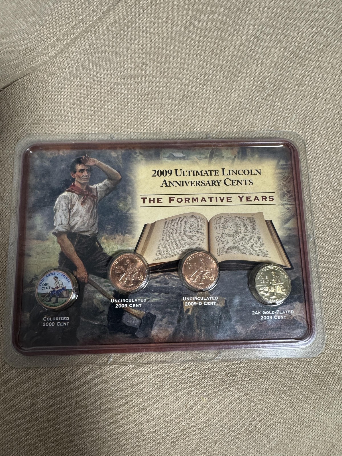 2009 Lincoln Cent Set Formative Years Uncirculated P D Colorized 24K Gold-Plated