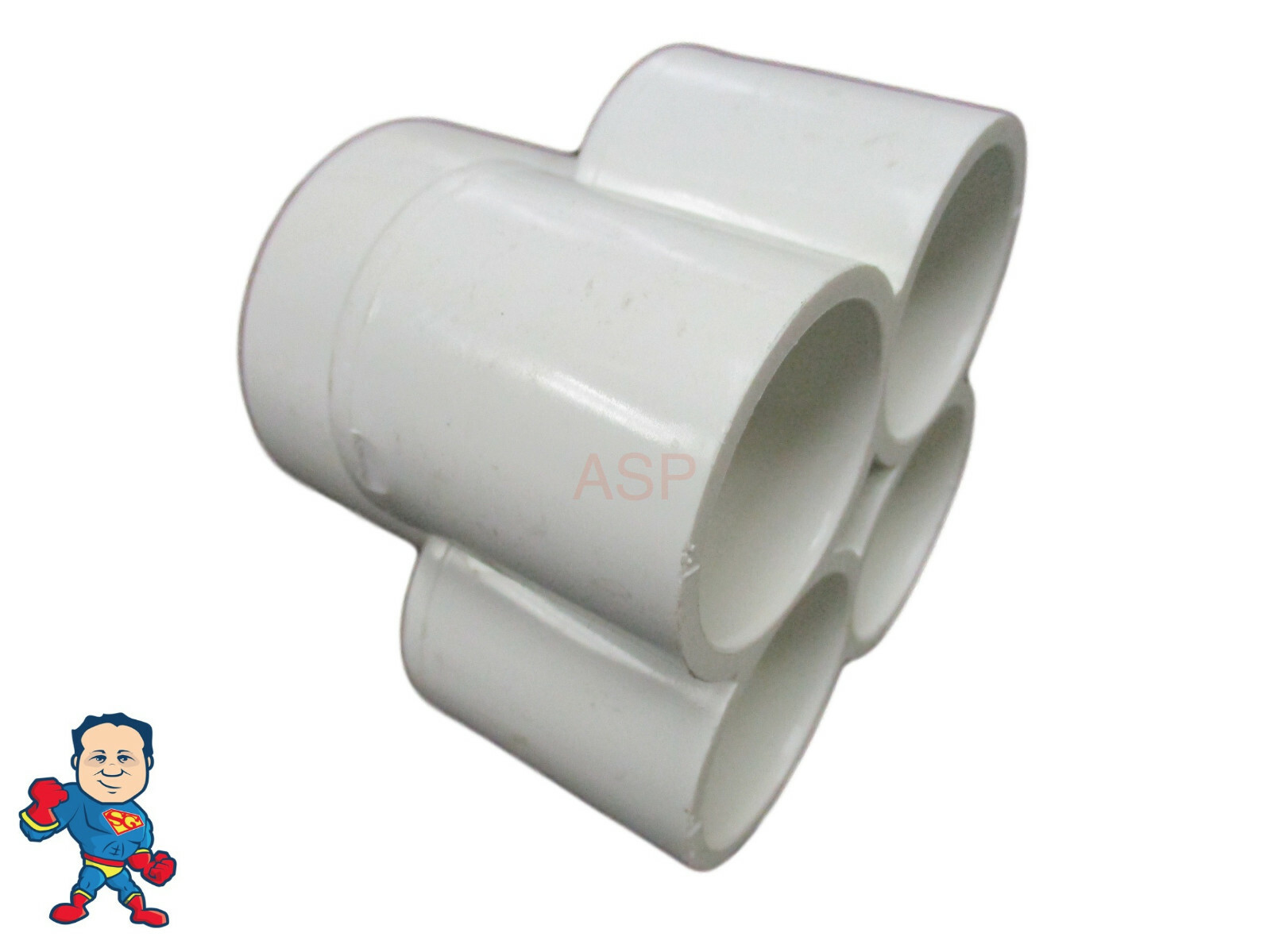 Hot Tub, Water Manifold, 1" Slip, 4 Port, Transition, 1-1/2" Slip