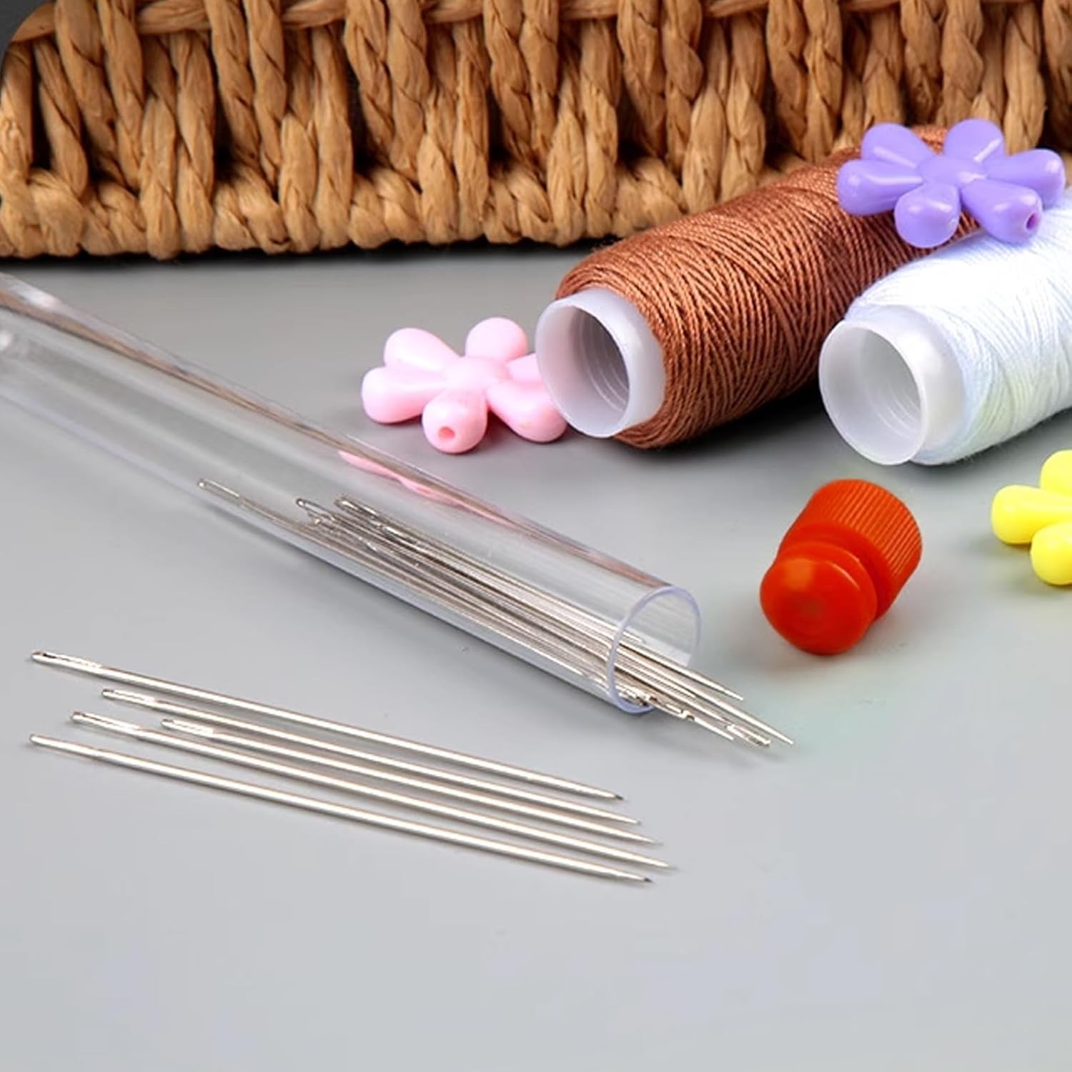60 PCS Large Eye Hand Sewing Needles Set - 3 Sizes Leather Embroidery Thread ...