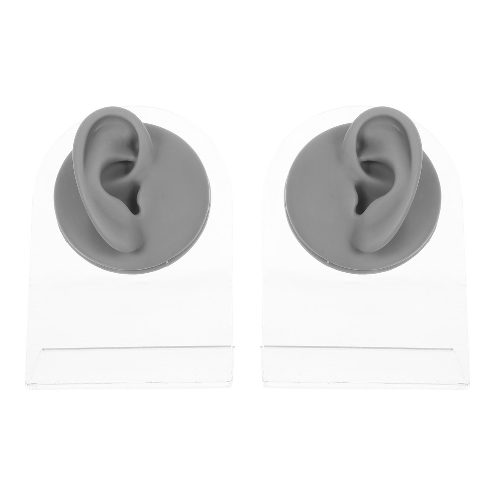 2 Pcs Silicone Ear Models Left And Right Flexible Fake Ear For Piercing Display
