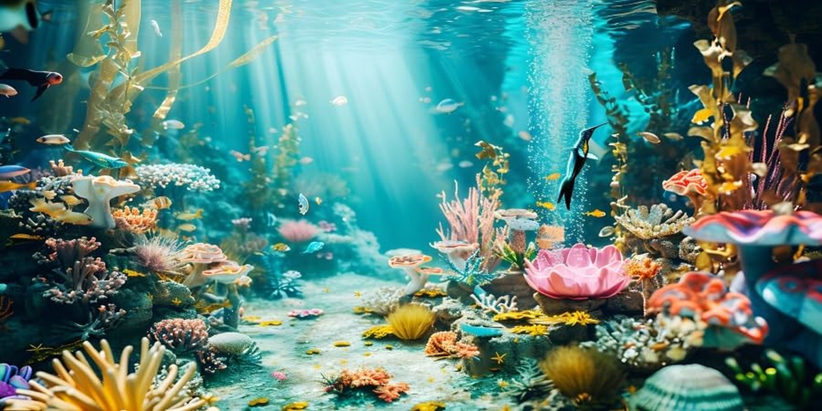 YongFoto Fish Tank Background 48x24 inch Aquarium Background Coral Seaweed Re...