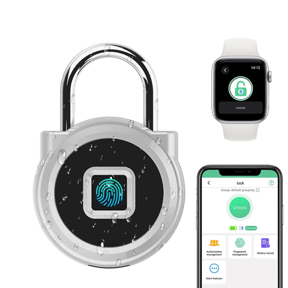 Elinksmart Gym Locker Padlock Fingerprint Remote Authorized Unlock Record -