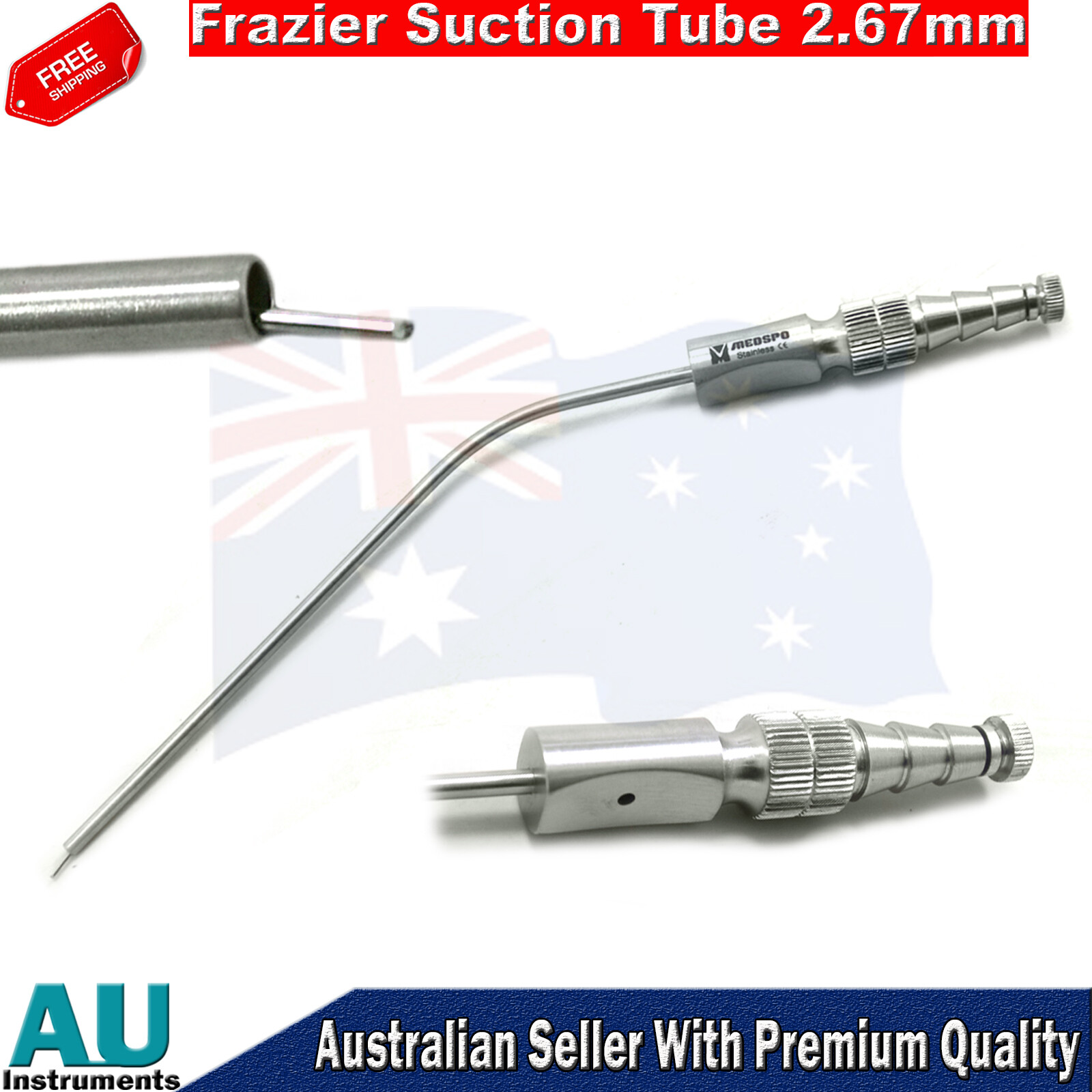Frazier Suction Tube 2.67mm Diagnostic ENT  Aspirator Microsurgical Instruments