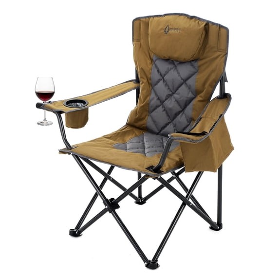 ARROWHEAD OUTDOOR Portable Folding Camping Quad Chair w/ 6-Can Cooler, Cup & Win