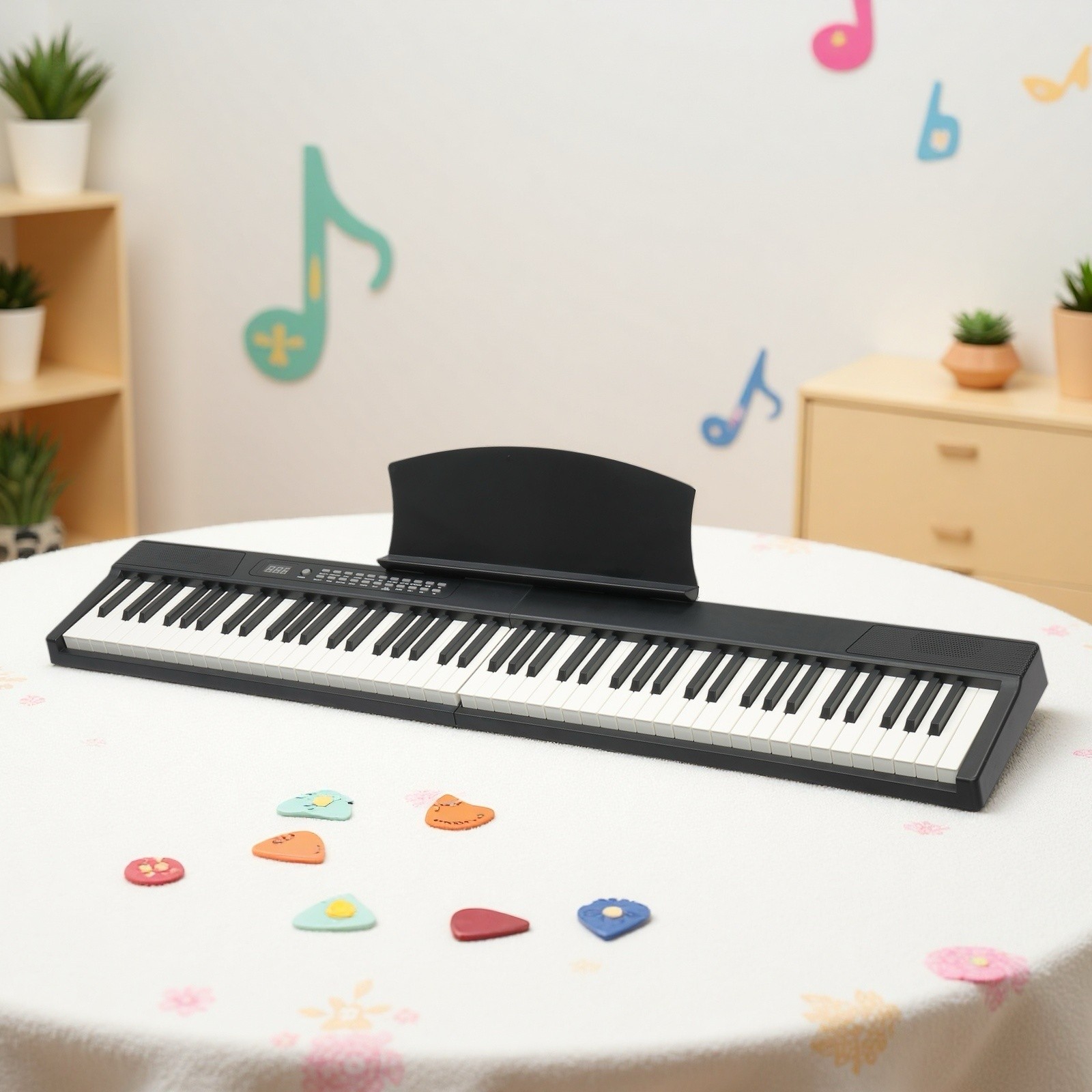 88-Key Magnetic Split Digital Piano Kit - Semi Weighted Full Size Pedal Black