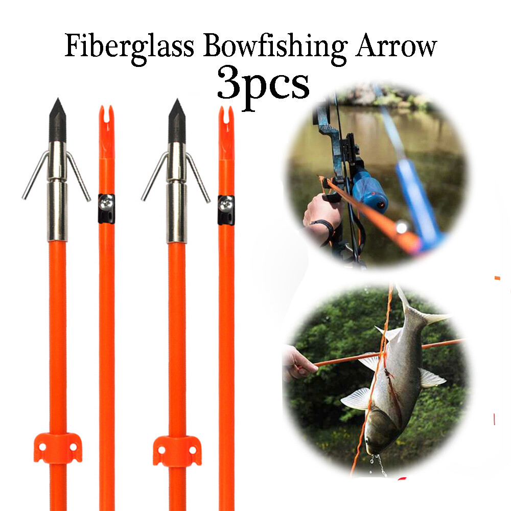 32''Archery Fiberglass Bowfishing Arrows Safety Slide Bow Fishing Shooting 3Pcs