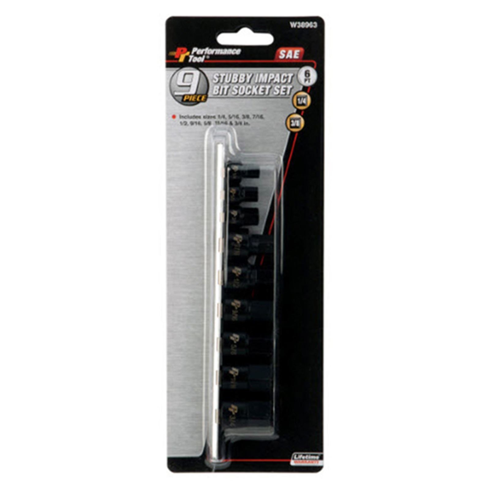 Performance Tool Impact SAE Hex Bit Socket Set - 9-Piece W38963