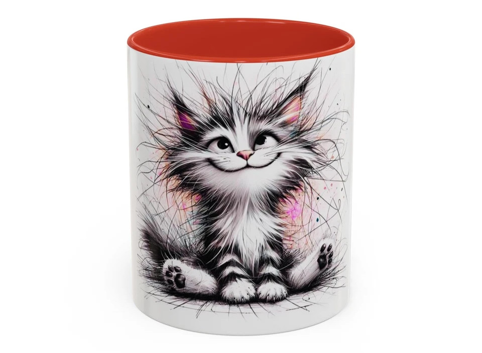 11oz Ceramic Cat Mug – Cute Accent Coffee Cup, Gift for Cat Owner