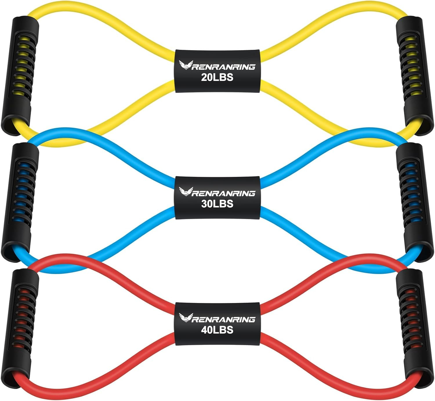 Figure 8 Fitness Resistance Bands with Handles - Exercise Tube Band Set of 3