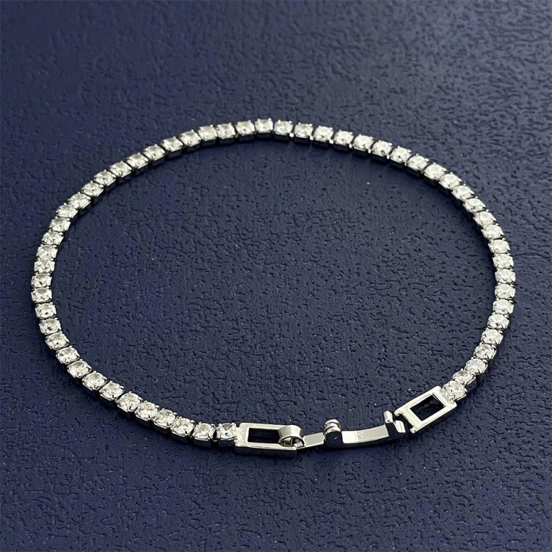 Dainty 2.5mm Silver Tone Chain Link Bracelet Minimalist Unisex Fashion Jewelry
