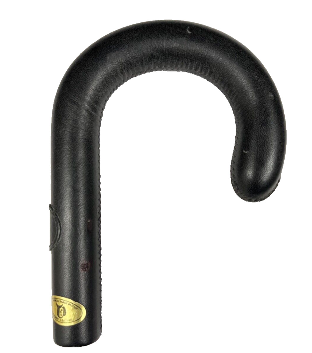 Handle Italian Fine Soft Black Leather Umbrella Walking Stick Replacement