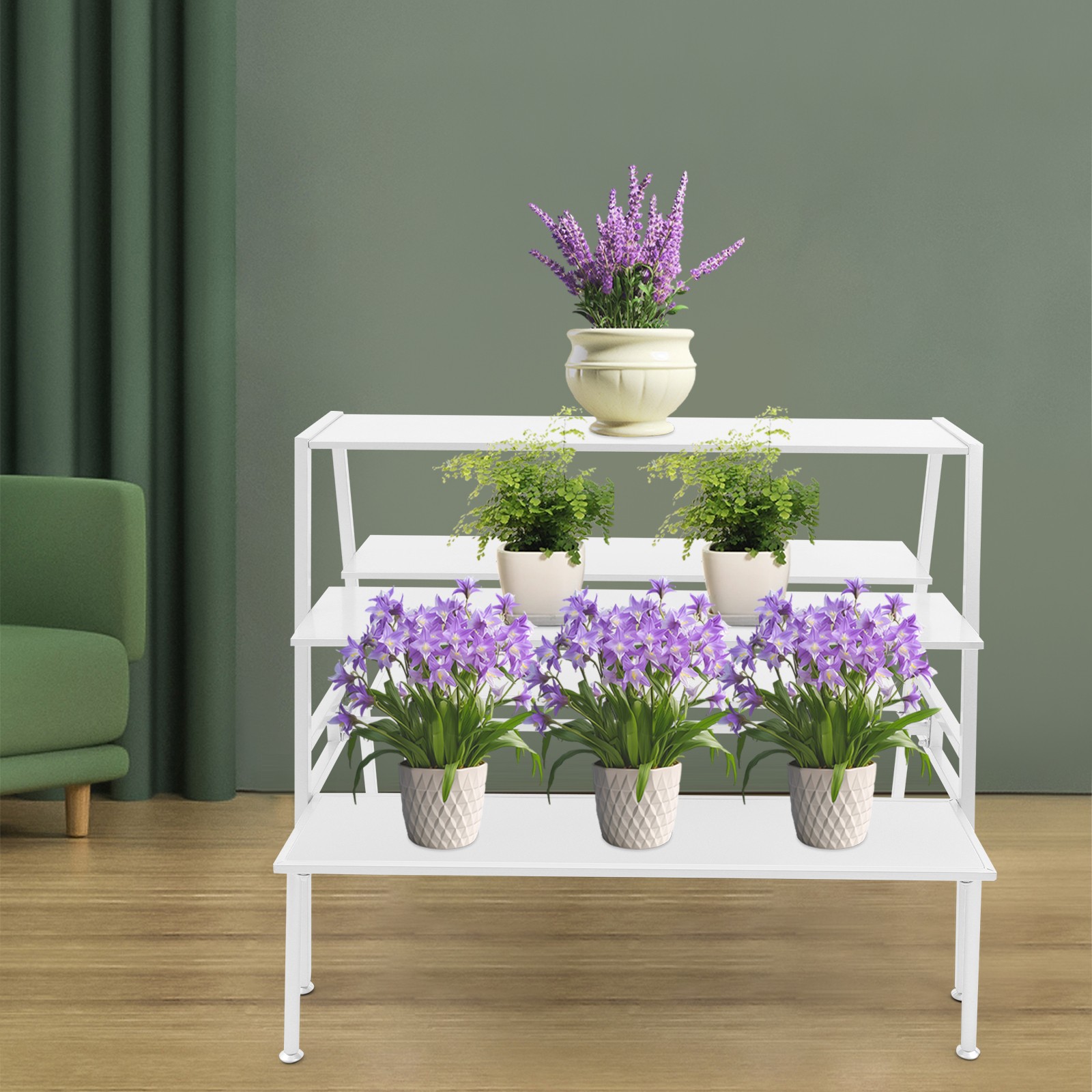 Modern Standing Display Rack, Double Side Clothing Shop Display Tables White