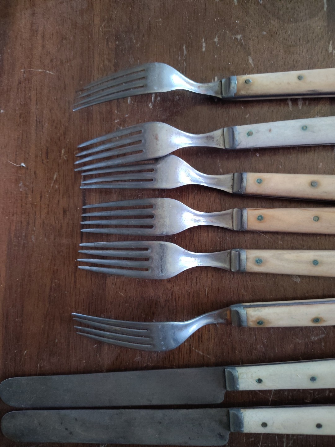 VTG Bone Handle Knife & Fork Set 12 Total Unbranded