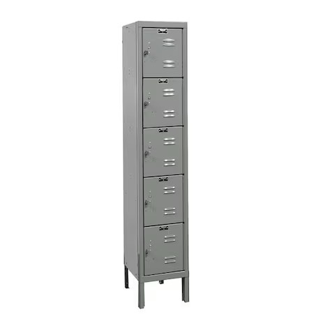 Hallowell U1256-5A-Hg Box Locker, 12 In W, 15 In D, 66 In H, (1) Wide, (5)
