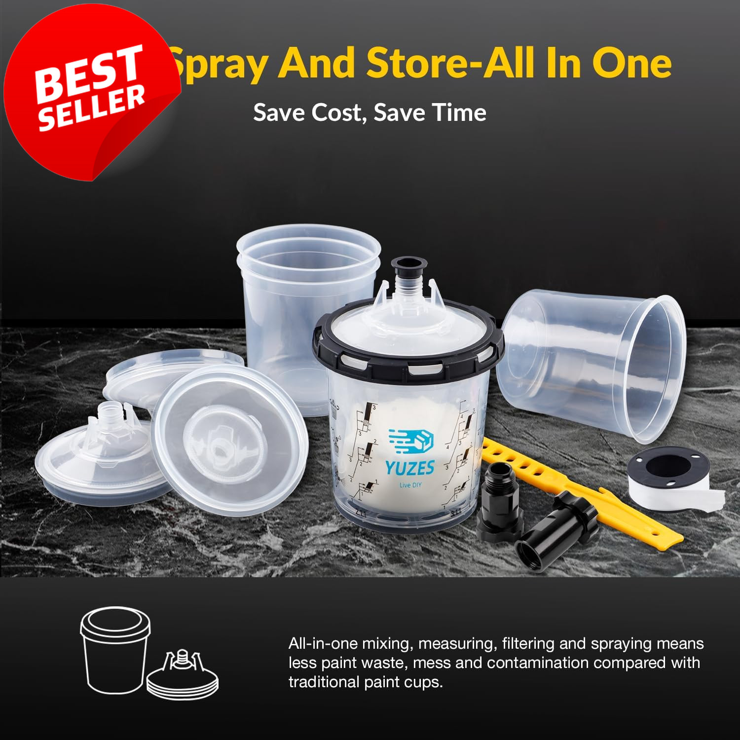 20oz Paint Mixing Cup System 50 Liners HVLP Kit - US