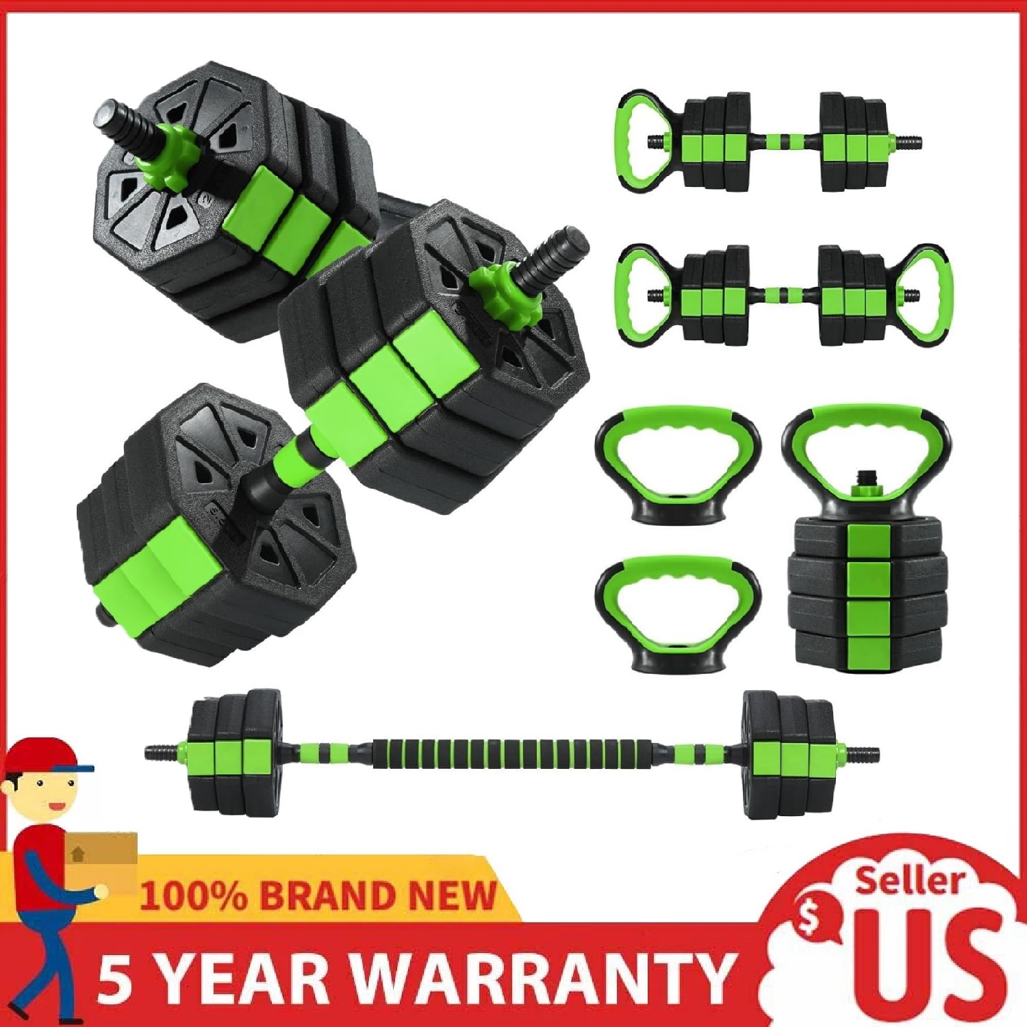 Adjustable Dumbbells, 66 Lbs 4 In 1 Free Weight Set with Connector, Dumbbell Set
