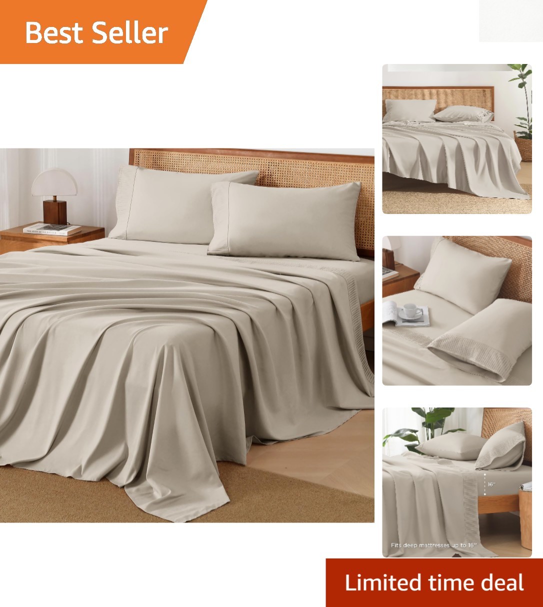 Exquisite 4-Piece Queen Sheet Set - Breathable Cooling with Ruched Design