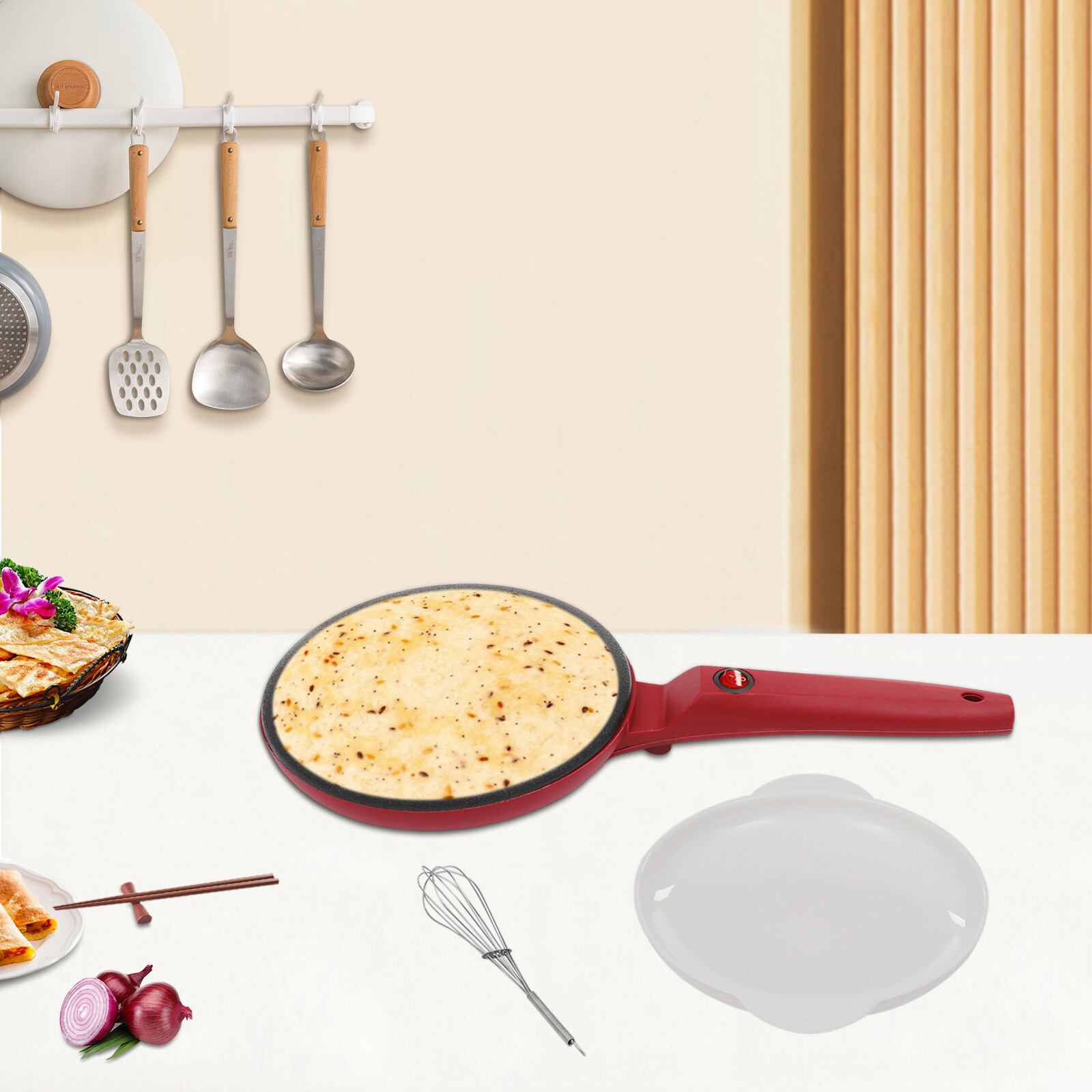 Electric Crepe Maker Baking Pancake Pan Non-Stick Frying Griddle Machine