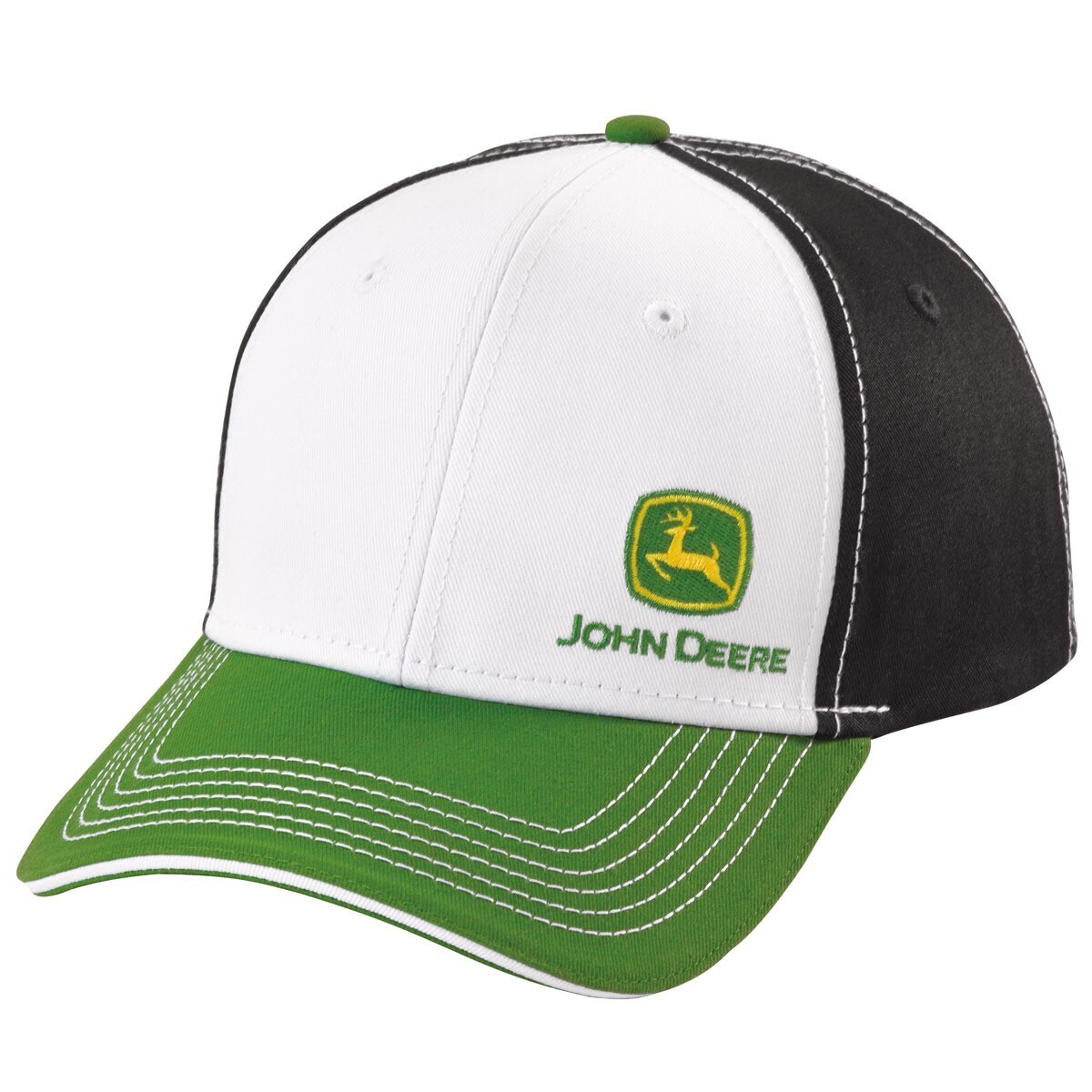 John Deere *WHITE GREEN & BLACK TWILL* Cap Hat *BRAND NEW w/TAGS*