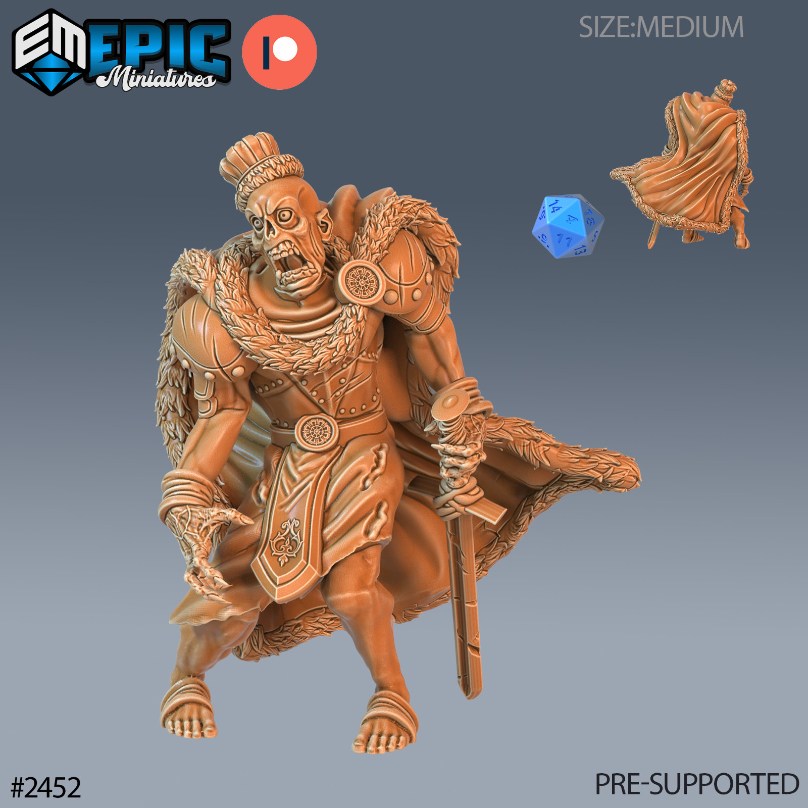 Zombie King C | Epic Miniatures | RPG Wargaming 3D Printed Miniature