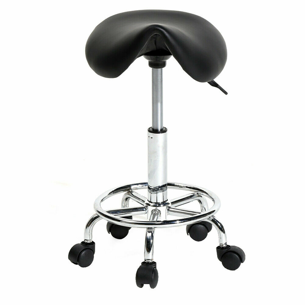 Adjustable Saddle Seat Chair Salon Stool Bar Shampoo Feet Rotation Chair