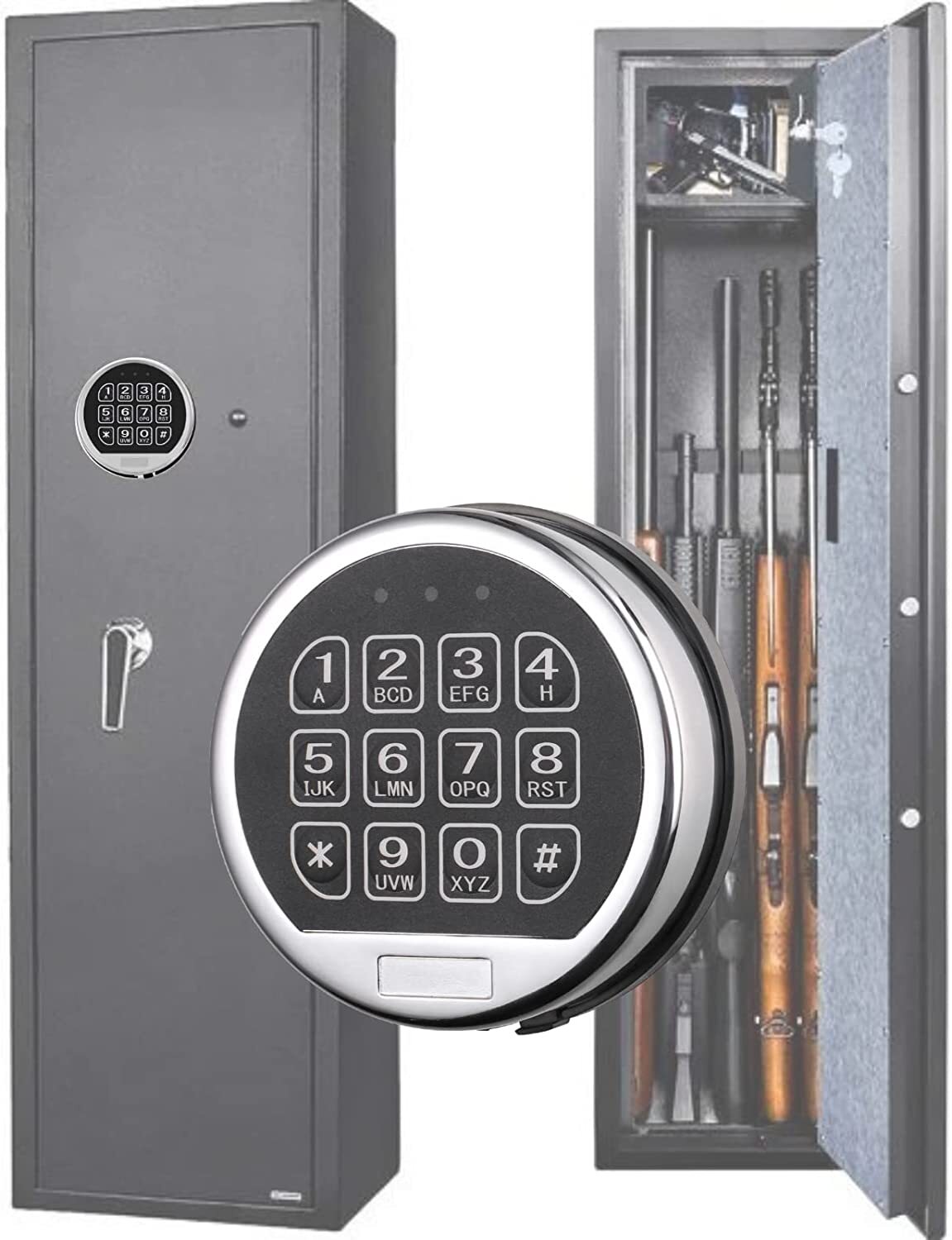 Gun Safe Lock Replacement with Swing Bolt Chrome Keypad Safe Electronic Lock