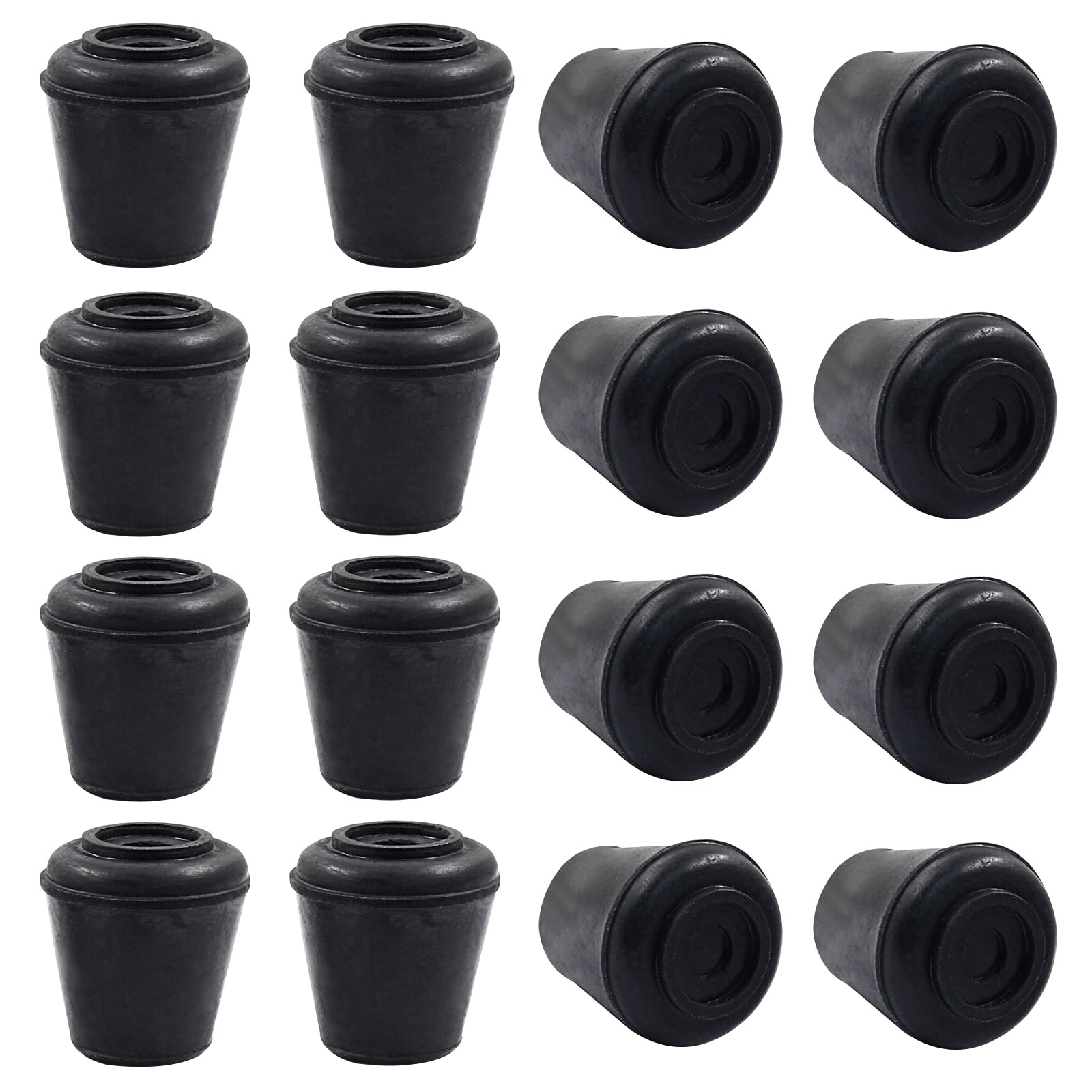 Suiwotin 16pcs 1/2 Inch Round Chair Leg Tips Caps, Inch-Black, Black