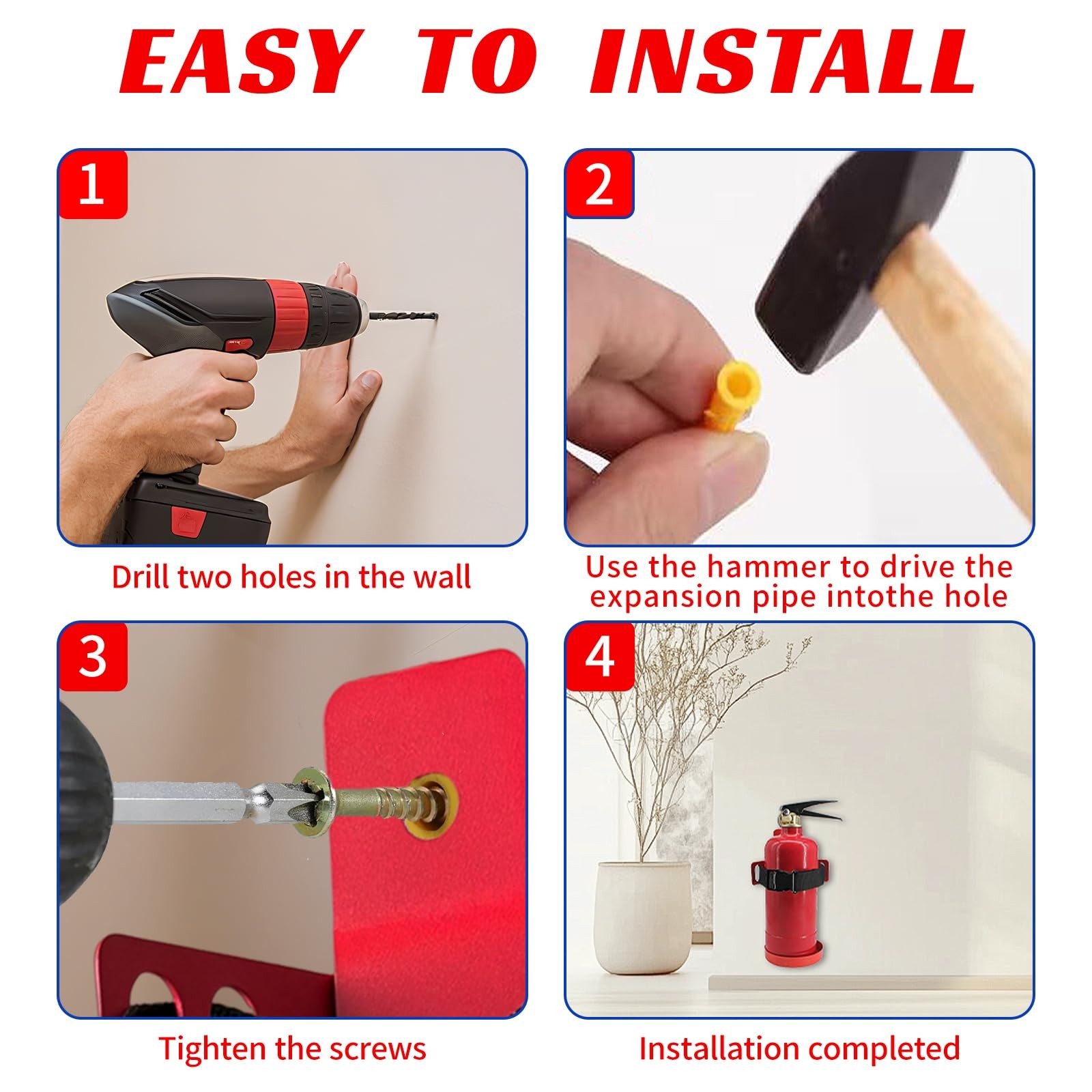 Fire Extinguisher Mount,Wall Mounted Fire Extinguisher Bracket,Compatible wit...