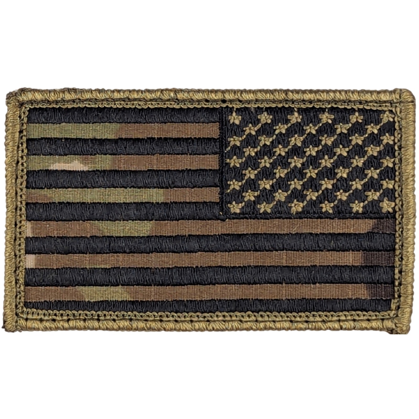 Reverse American Flag Patch - OCP Pattern Background - Hook Fastener Patch