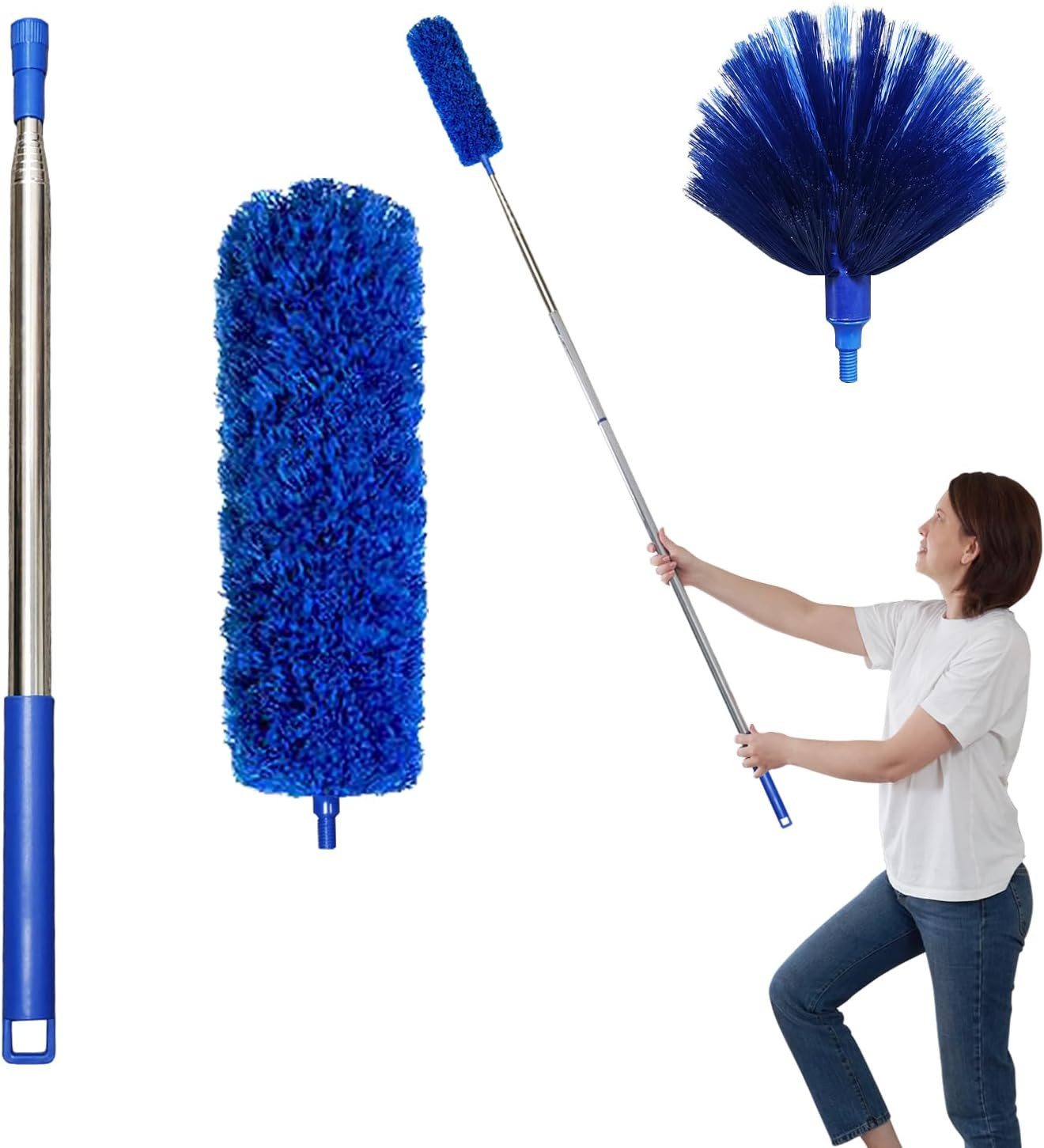 Cobweb Dusters with Extension Pole 100-Inch Spider Web Brush & Ceiling Cleaning