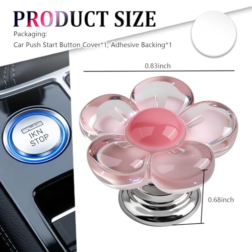 Flower Car Push Start Button Cover,Cute Push to Start Button Cover as Car