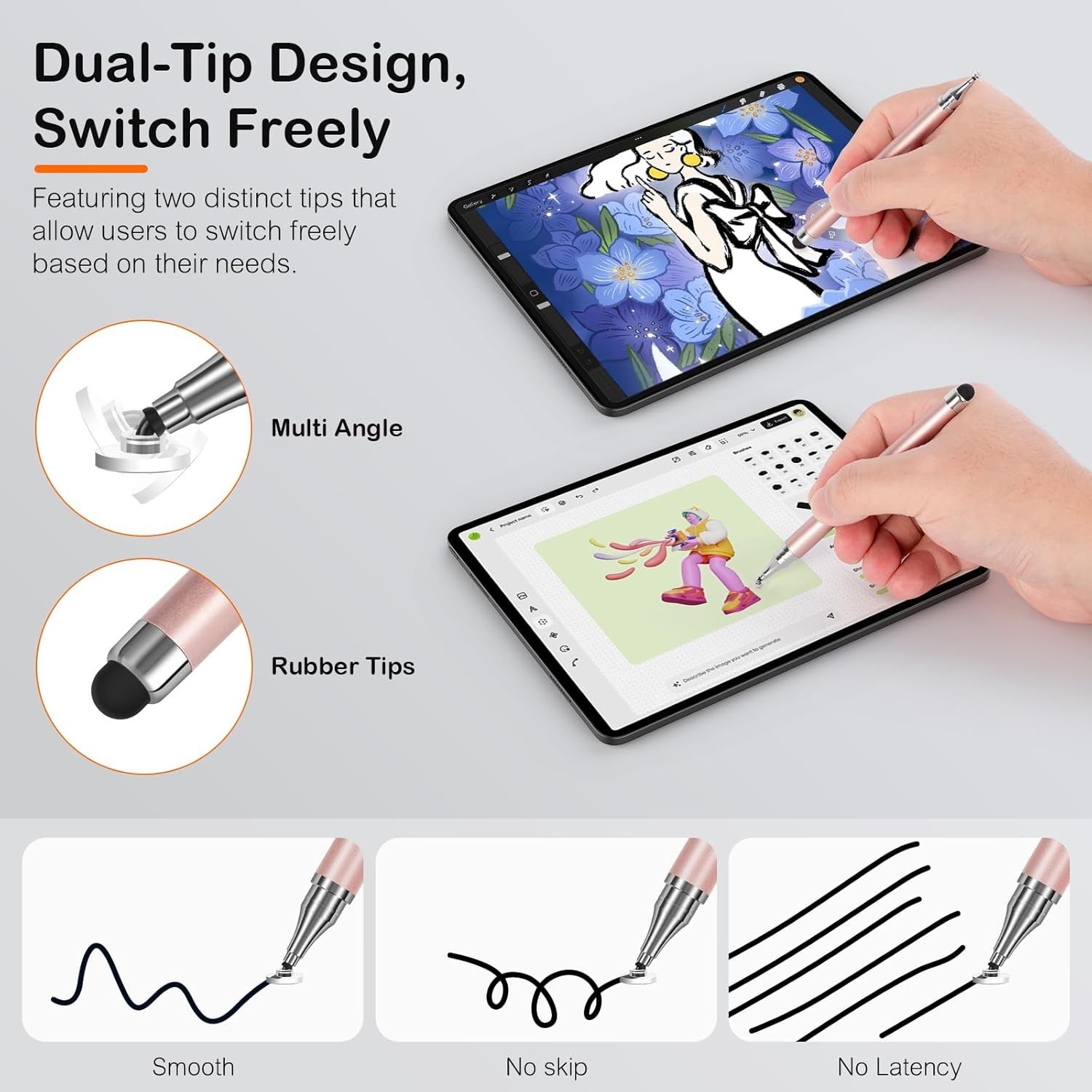 3-Pack Tablets Stylus Pen for All Touchscreen with Precision Disc Tip 2-in-1 ...