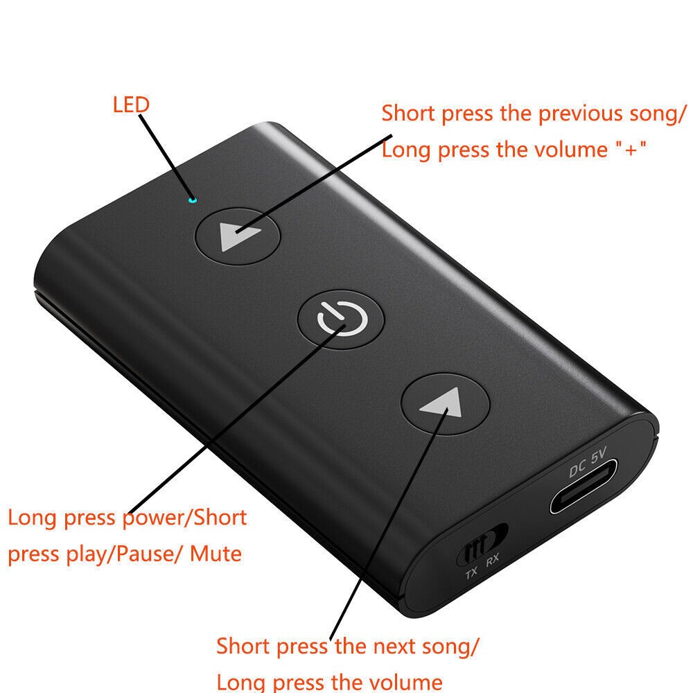 GTMEDIA Wireless Bluetooth 5.1 Audio Transmitter Receiver Adapter for Airplane