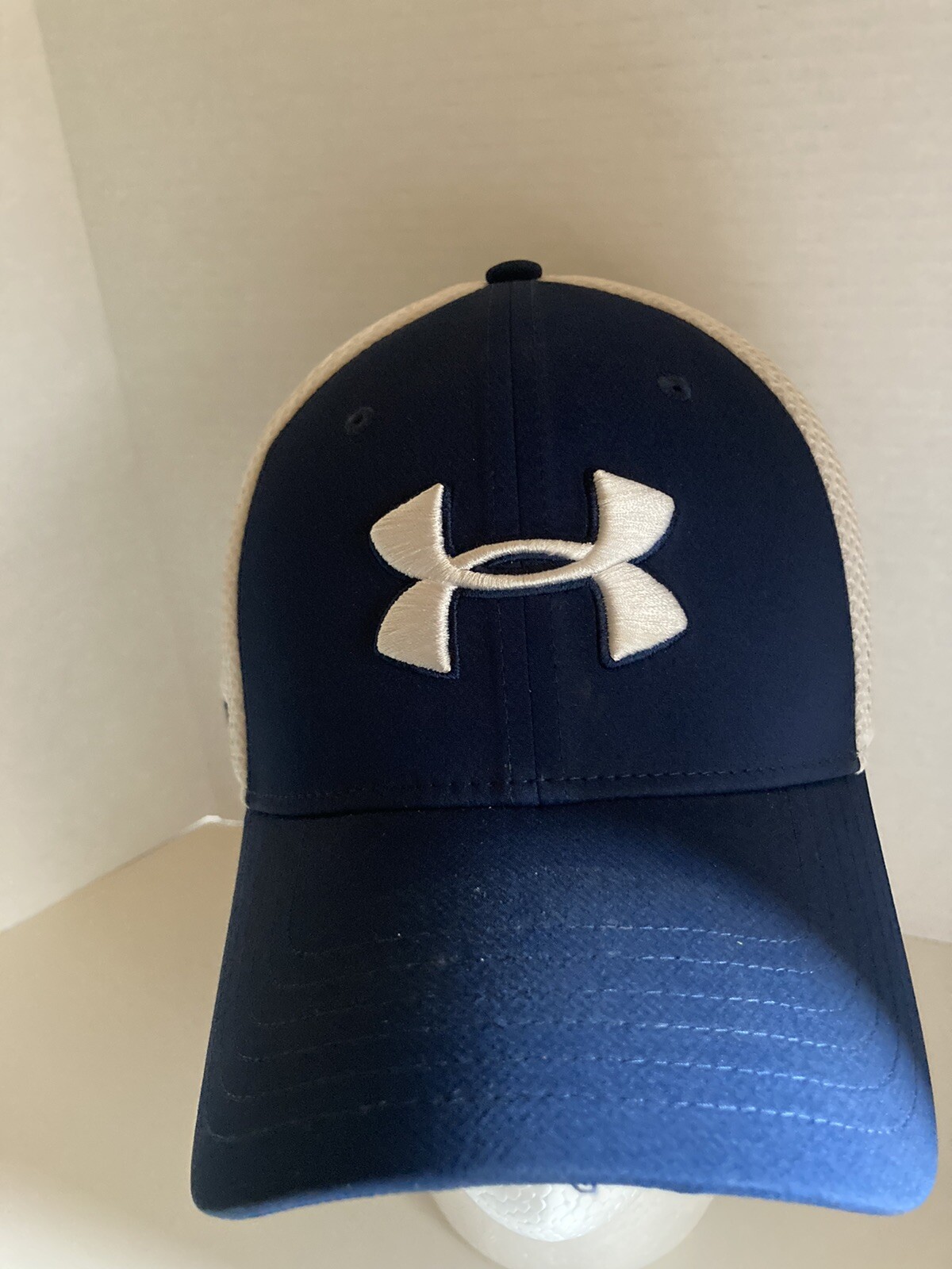 Under Armour Logo Hat Baseball Golf Cap Blue White Mesh