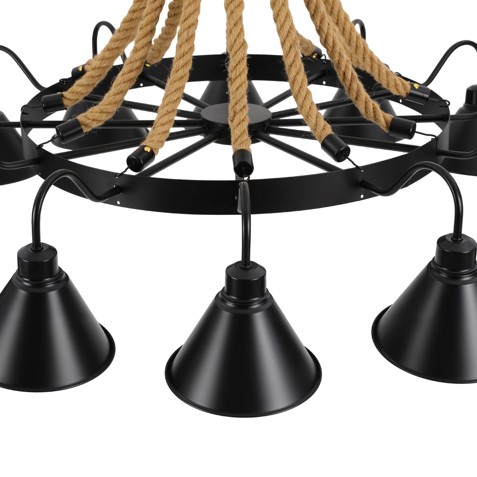 Hemp Rope Chandelier Ceiling Light Rustic Wheel Large Pendant Light Fixture US