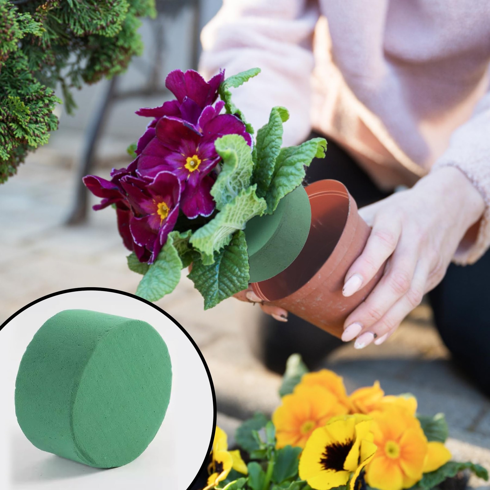 12 Pcs Round Floral Foam Blocks Wet Dry Foam Bricks for Flowers Crafts