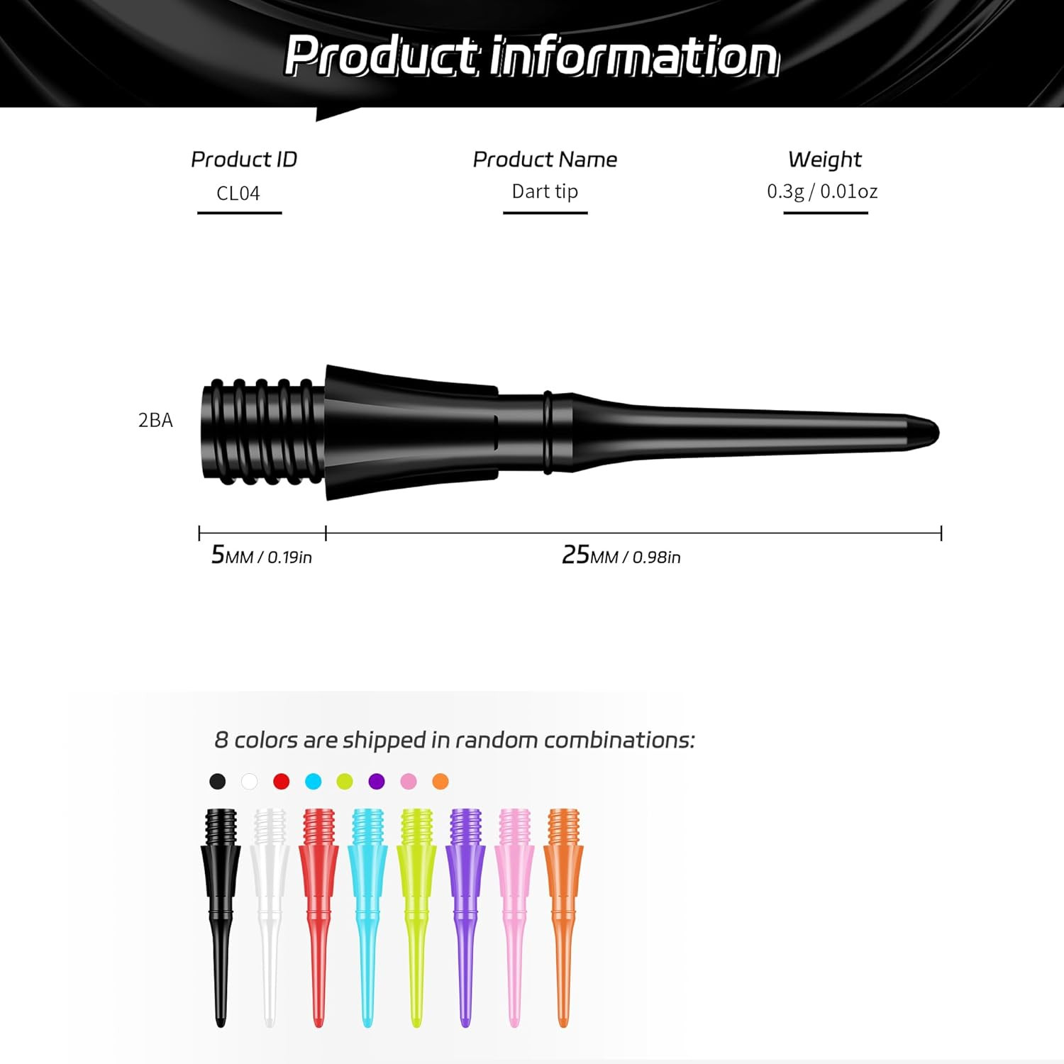 2BA Thread Soft Tip Dart Points - Plastic Dart Tips - 100/1000 Pack Premium Repl
