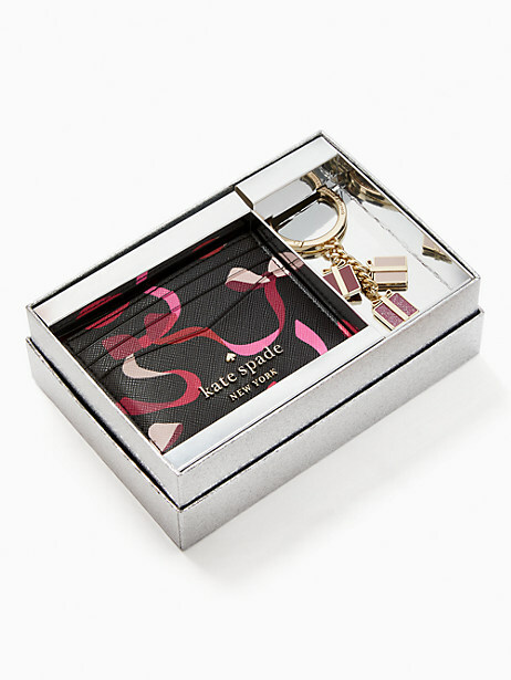 kate spade Staci CARD HOLDER and Key Charm PRESENTS & RIBBONS $149 New BOXED