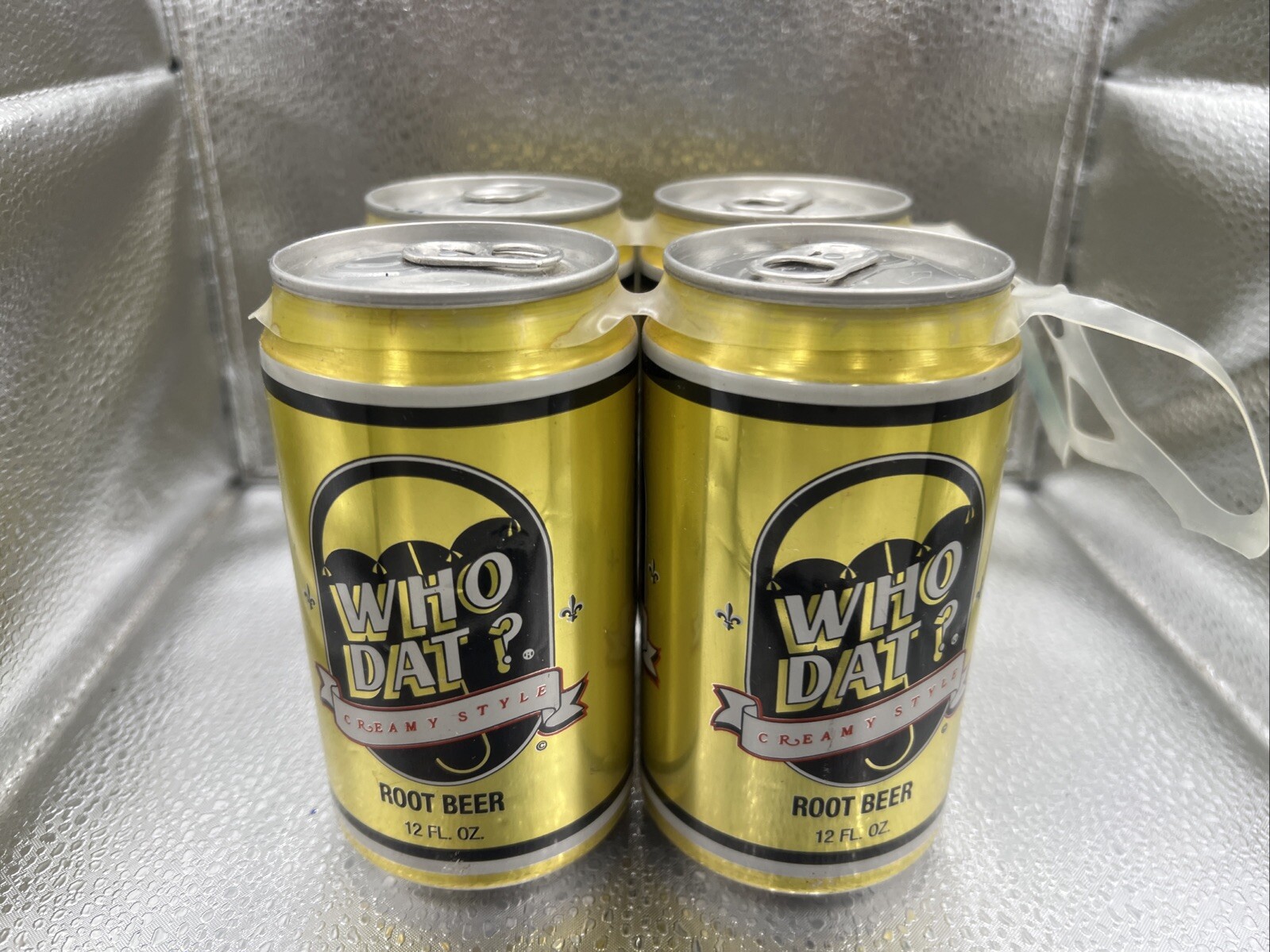 VTG 1990 Who Dat Creamy Style Root Beer New Orleans Saints Full Soda Can X4