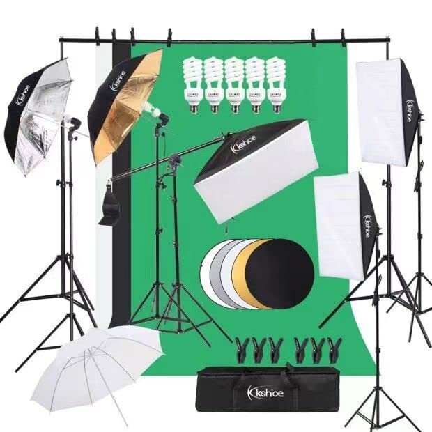 Kshioe Photography Lighting Kit, Light Box black, whitegold, silver, green
