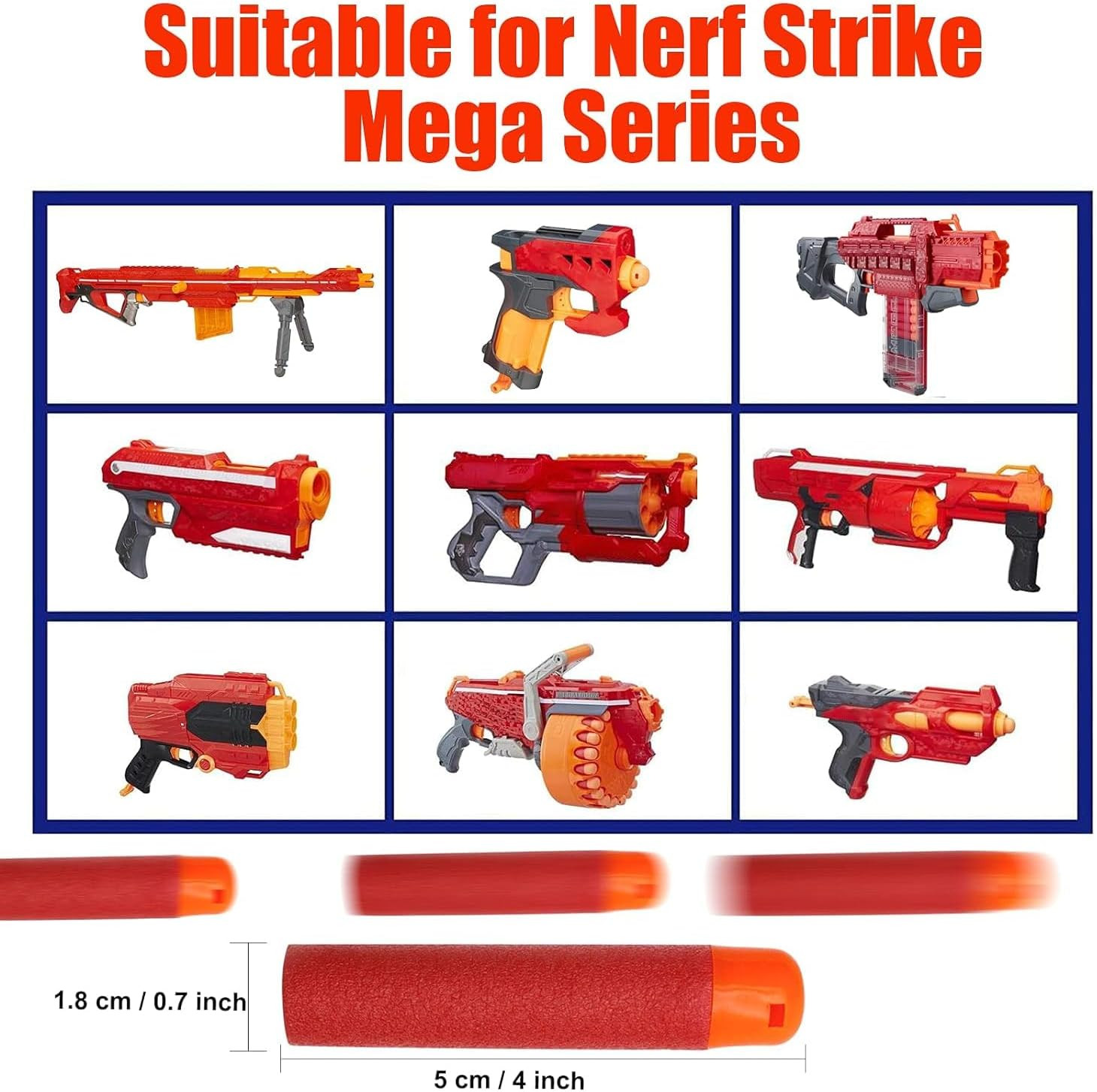 60PCS Mega Dart Refill Pack for N-Strike Mega Series