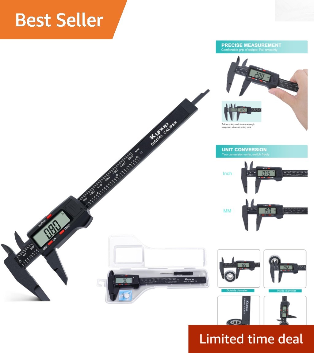 Automatic LCD Caliper 0-6" - Enhanced Precision Measuring Tool with Batteries
