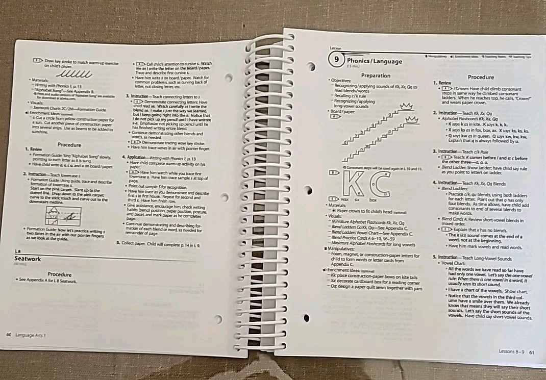 Abeka Language Arts 1 Curriculum Lesson Plans