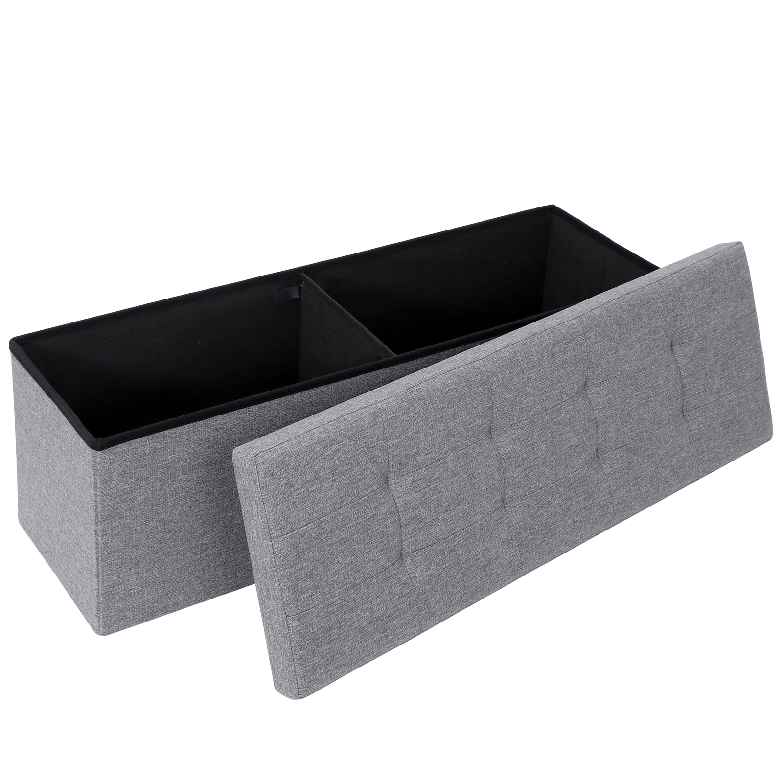 Durable 43" Storage Ottoman Bench Storage Stools Footrest Dark Grey Footstools
