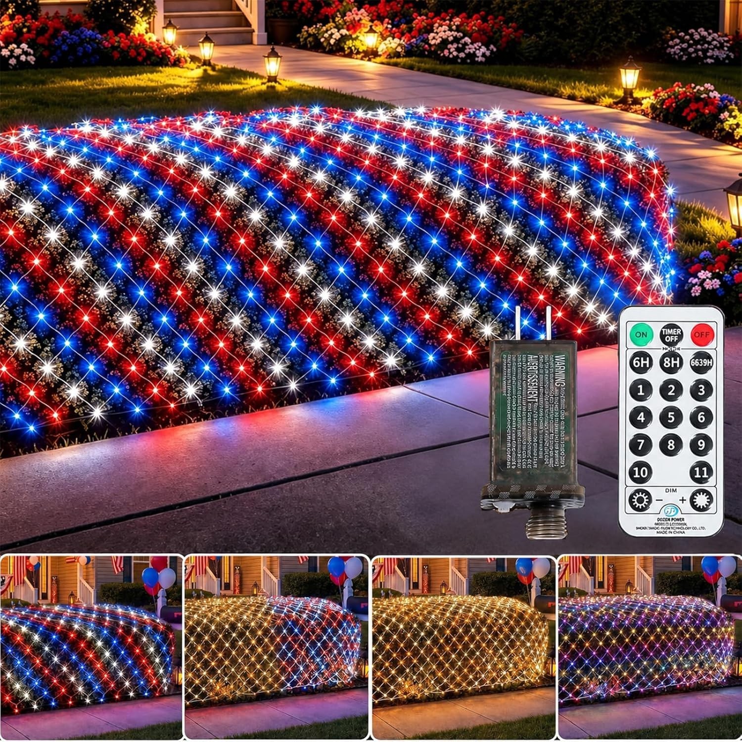 American Flag String Lights, Waterproof Led Flag Net Light, with 420 Super Brigh