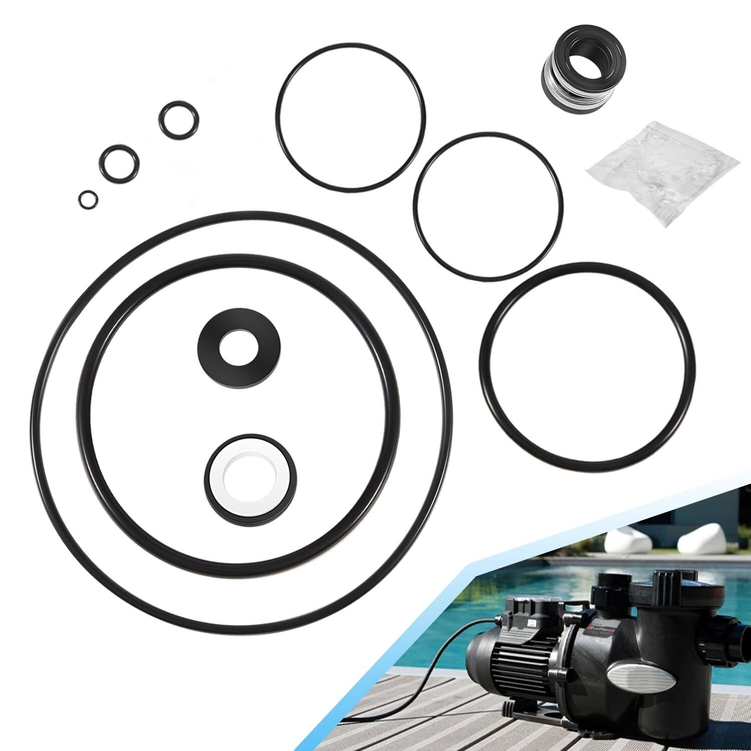 Pool Pump Shaft Seal Gasket O-Ring Repair Kit for Jandy Zodiac FHPF FHPM FloPro