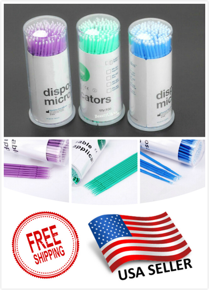 100pcs Dental Micro Brush Disposable Swab Tooth Applicators Small Medium Large