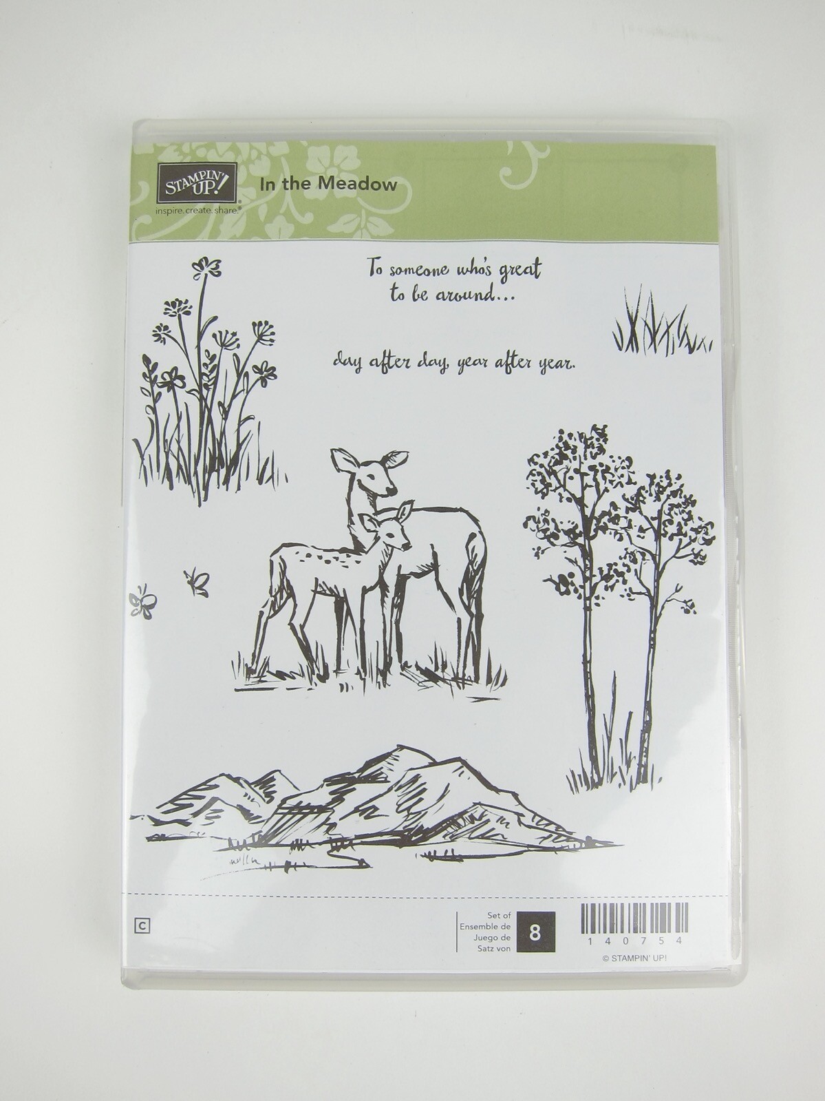 Stamping Up Stamp Set IN THE MEADOW 8pc Rubber Deer Trees Day After Day Year