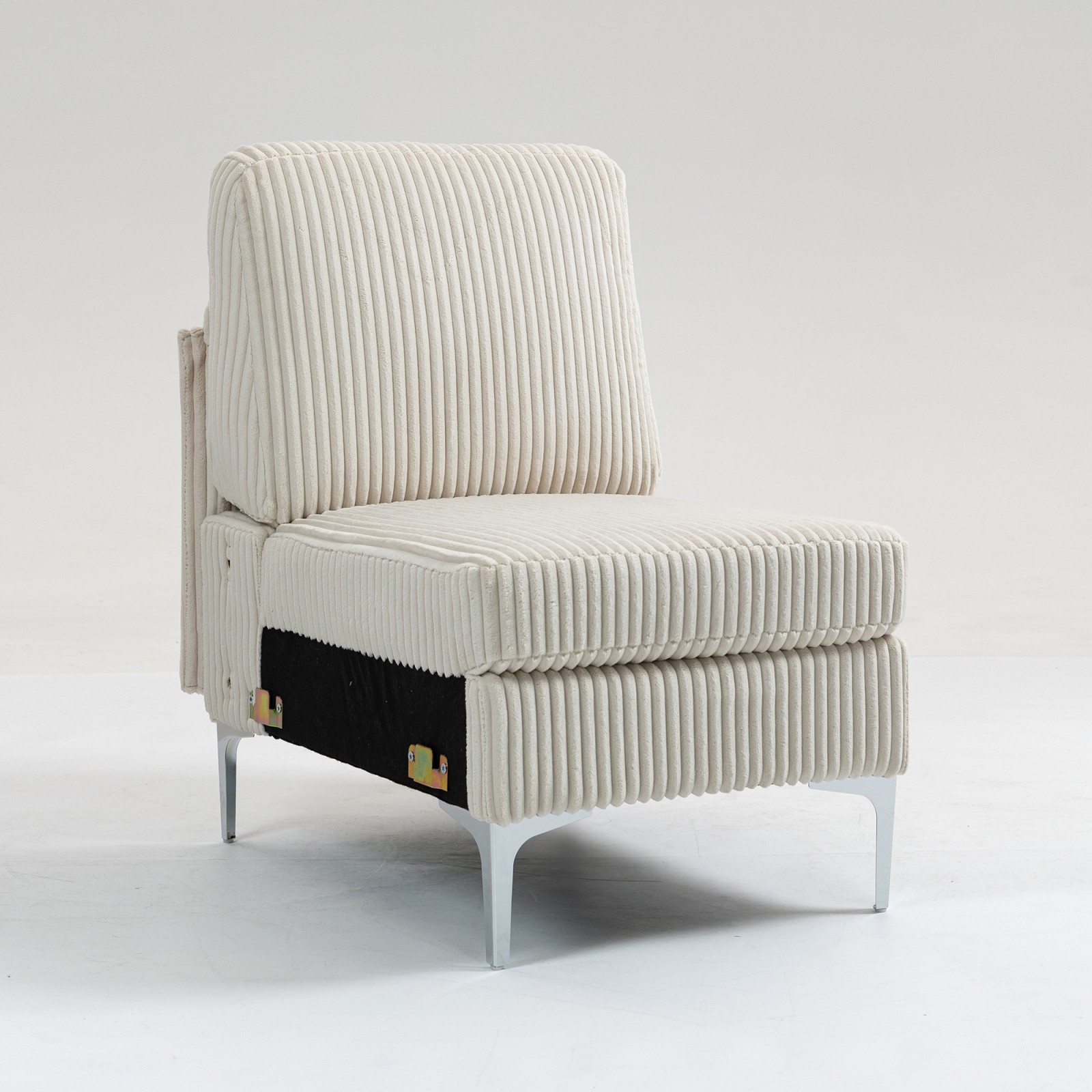 Modular Sectional Sofa Armless Seat Module, Corduroy, Beige